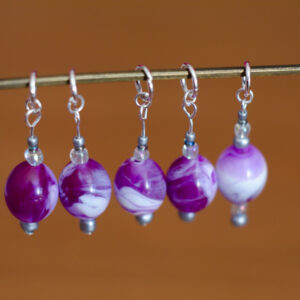 Silver & Purple Stitch Markers - set of 5