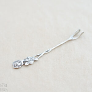 Antique Rose .835 Silver Pin - repurposed old fork
