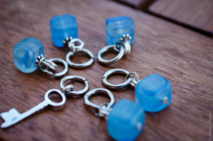 Sterling Silver Key & Cube Stitch Markers