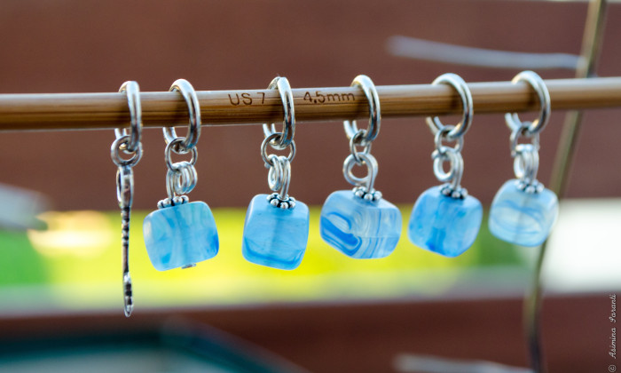 Sterling Silver Key & Cube Stitch Markers