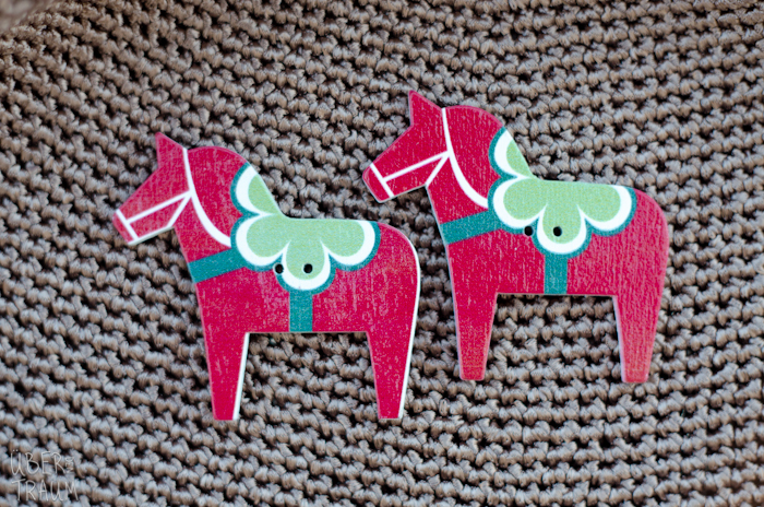 Red Wooden Horse Buttons - set of 4