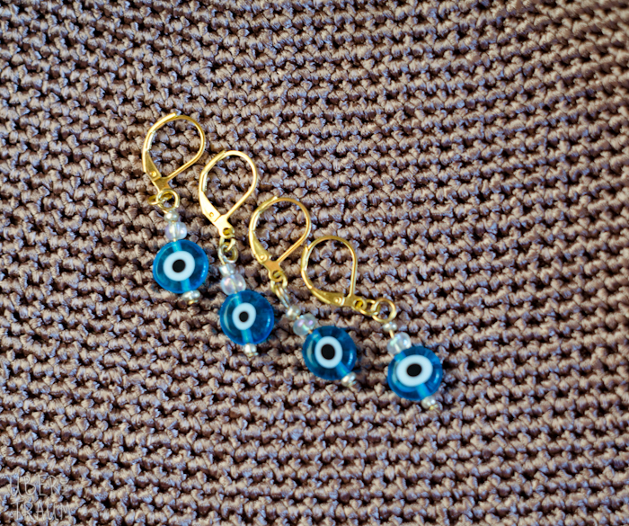 Large Blue Evil Eye Crochet Stitch Markers