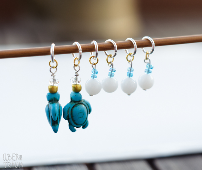 Turquoise Sea Turtles with Eggs Stitch Markers - set of 6