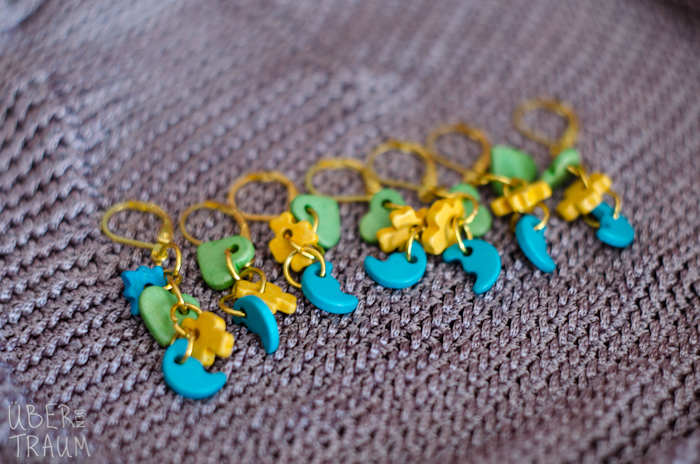 Colored Wood Crochet Stitch Markers - set of 7
