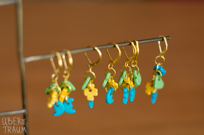 Colored Wood Crochet Stitch Markers - set of 7