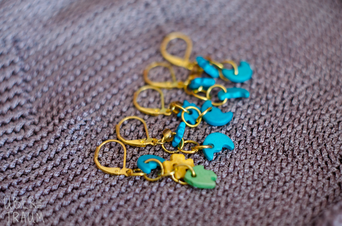 Colored Wood Crochet Stitch Markers - set of 5