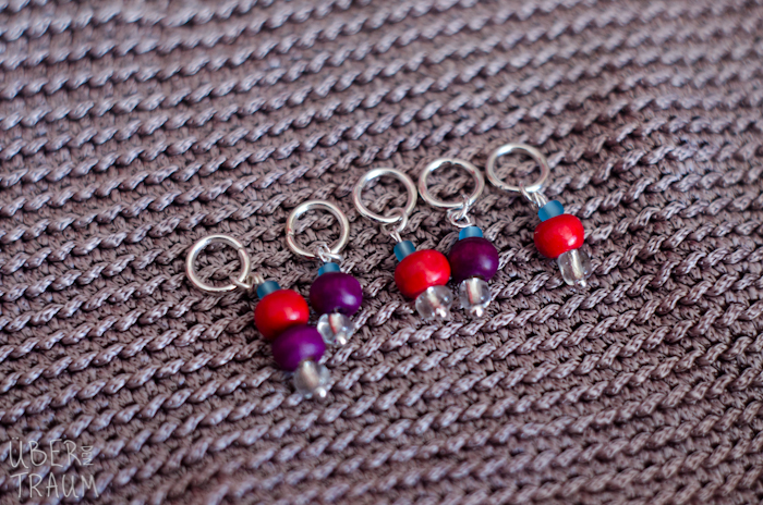 Silver Wooden Stitch Markers - set of 5