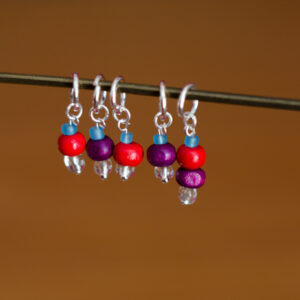 Silver Wooden Stitch Markers - set of 5