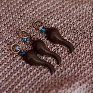 Brown & Blue Stitch Markers - set of 3